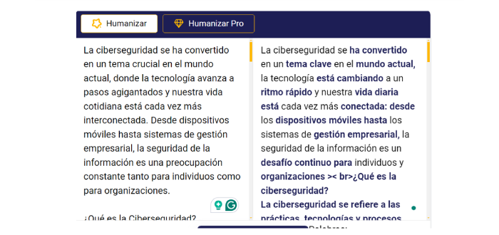 Herramienta humanizar texto IA